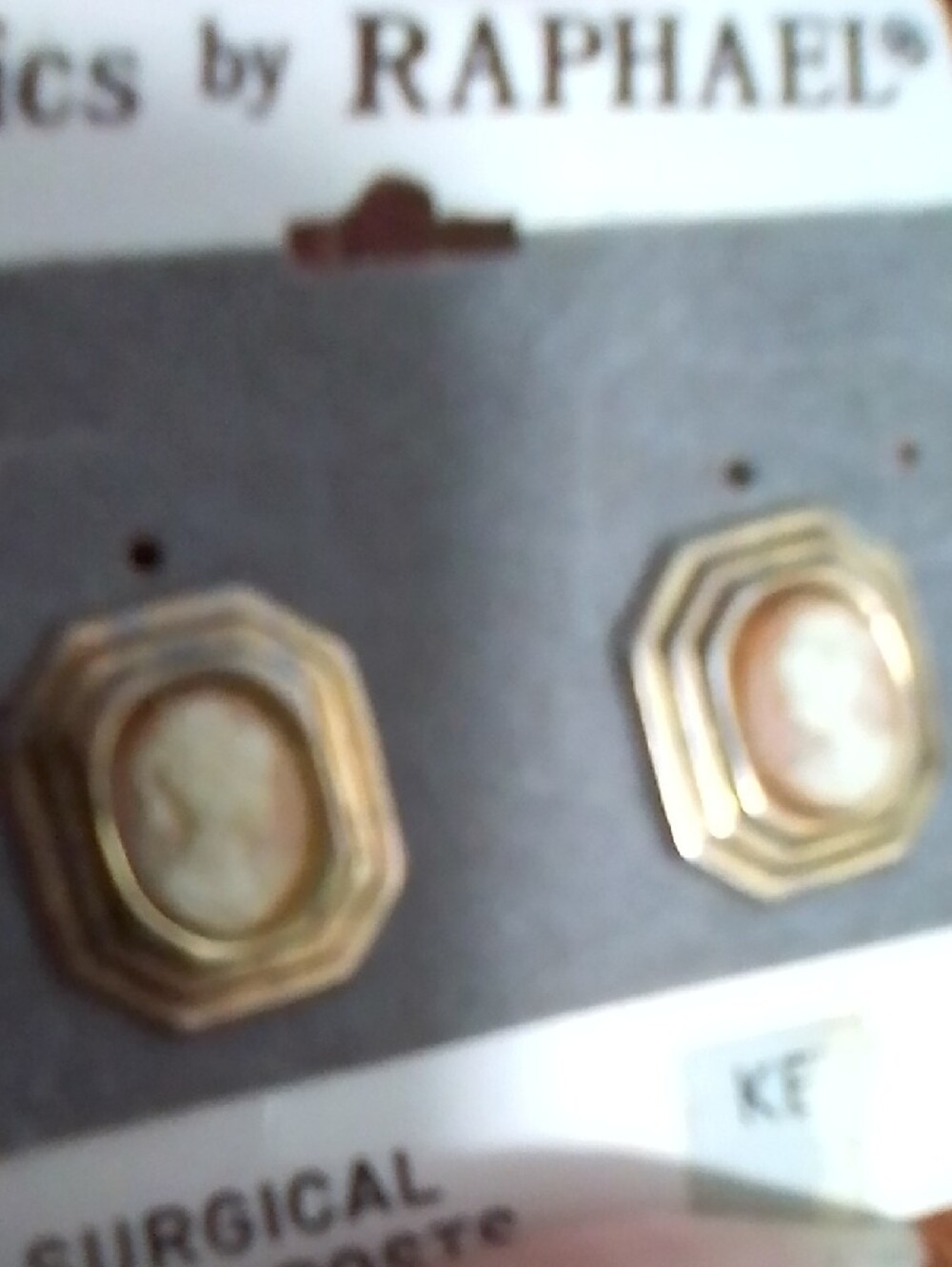 Classics by RAPHAEL Gold and Ivory Octagonal Cameo Earrings - Picture 2 of 3